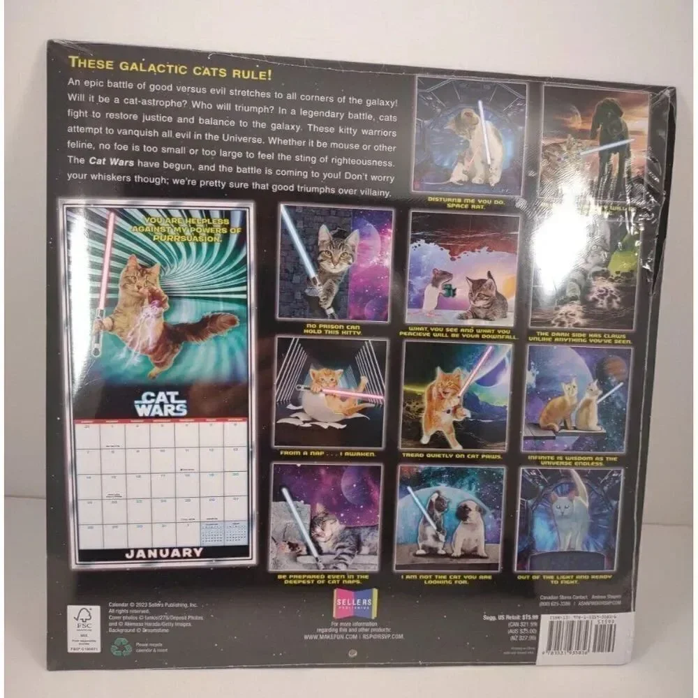 Cat Wars In A Galaxy Not Far Away Cats Rule 2024 Calendar 16 Month